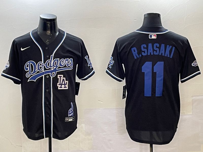 Men Los Angeles Dodgers #11 R.Sasaki Black Fashion Game 2025 Nike MLB Jersey style 12